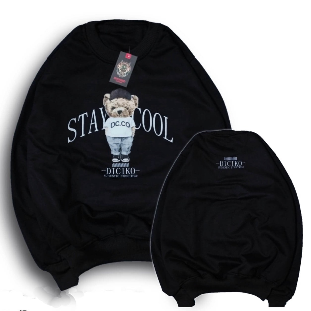 CREWNECK OVERSIZE / CIRCLE TEDDY BEAR SWEATER / Crewnek Polos Premium / Korean Style Oversized / Fle