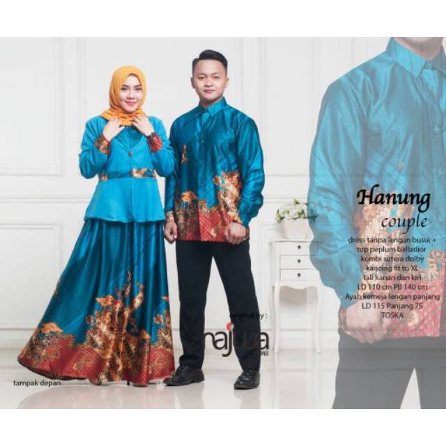Hanung Couple Batik sarimbit suami istri kombi polos Ori Najwa sutera Cantik kemeja Lengan panjang