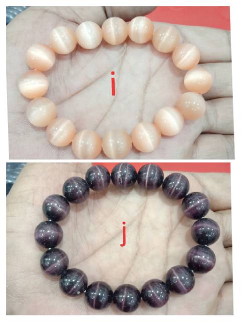 Gelang batu giok mata kucing ukuran 12 mm