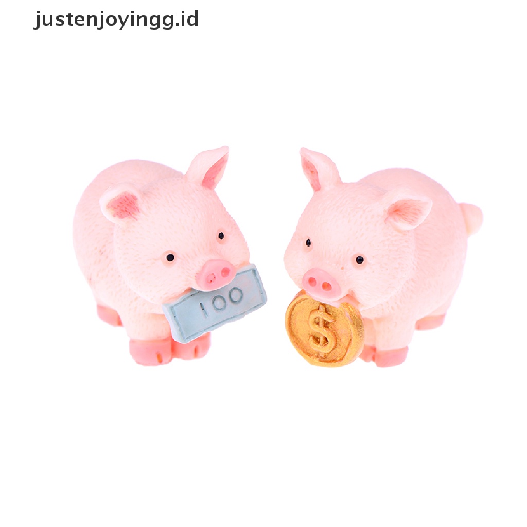 // justenjoyingg.id // Fortune Pig Miniature Figurine Fairy Garden Dollhouse Decor Micro Landscape ~