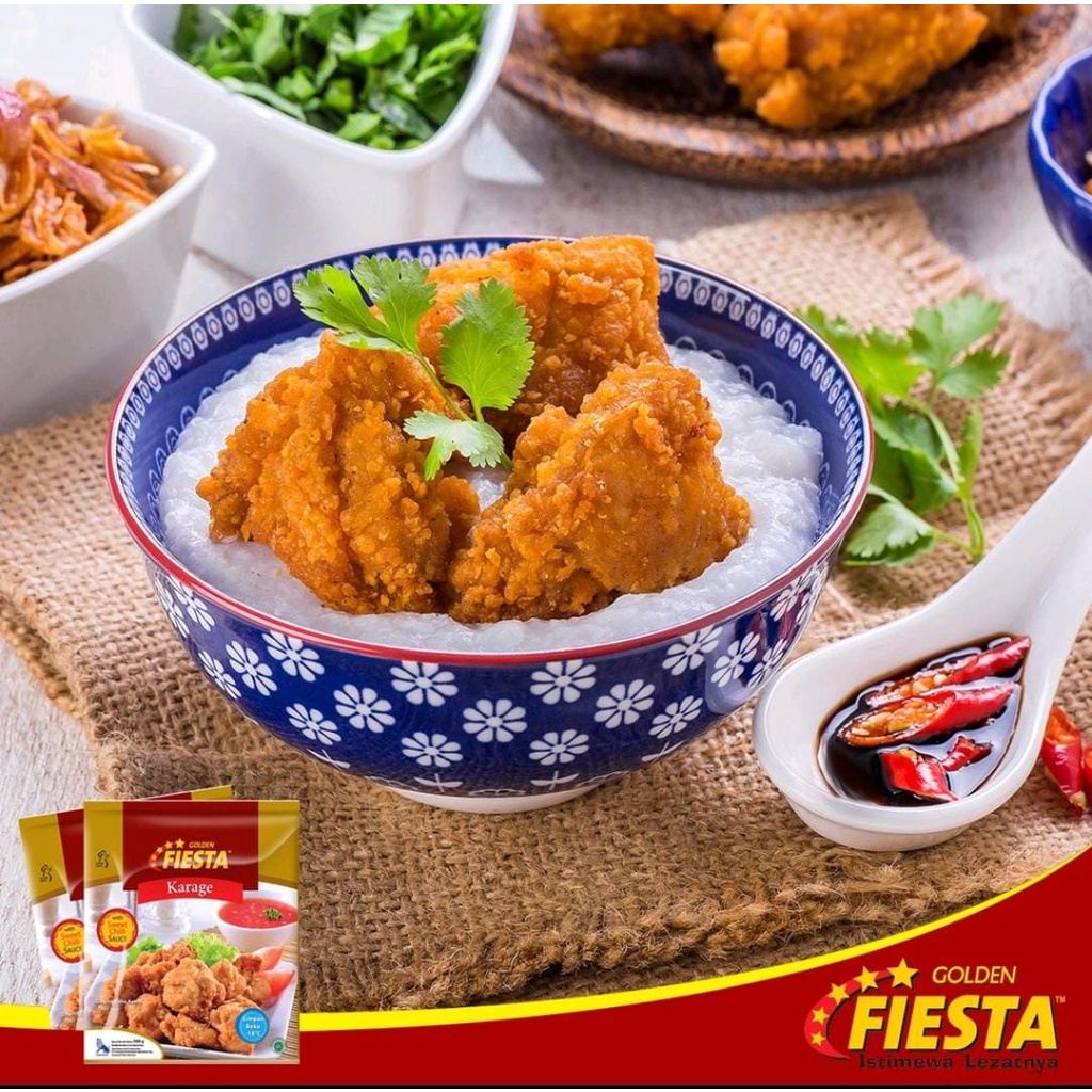 CHICKEN KARAGE W CHILLI SAUCE GOLDEN FIESTA 500GR  DAGING PAHA AYAM DGN SAMBAL MANIS HALAL