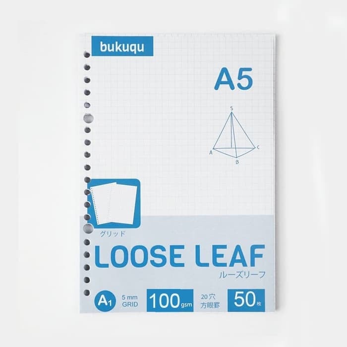 

kertas- hvs loose leaf (grid) kertas binder/ isi notes - (a5) 50 lbr -kertas.