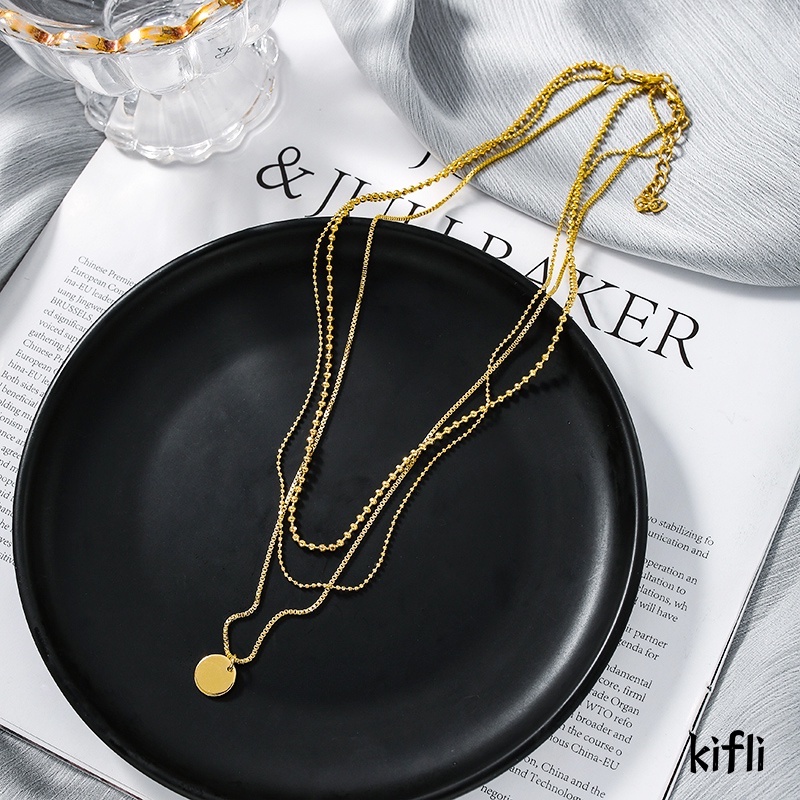 Korea Fashion,Multilayer Liontin Kalung,Wanita Emas Choker,Perhiasan Aksesoris