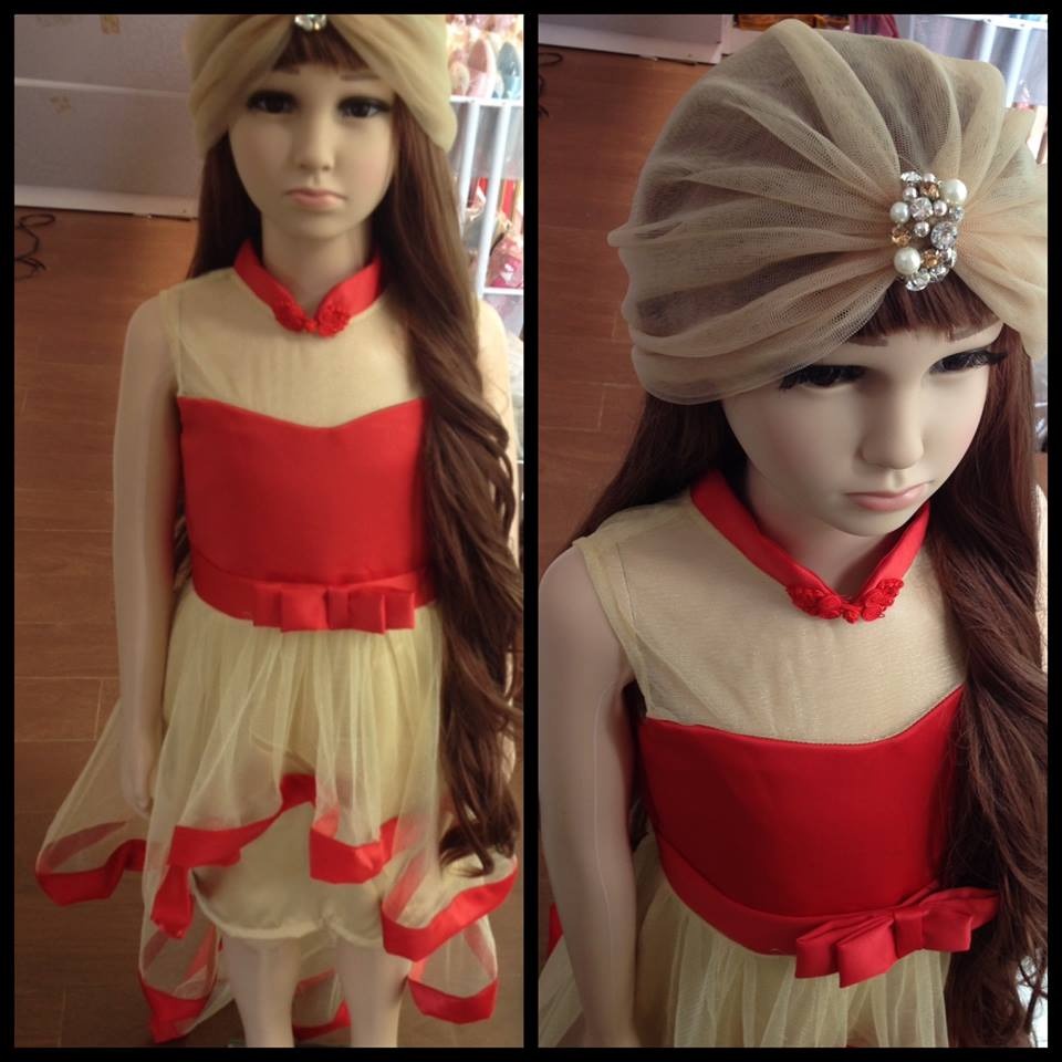 PEARL KIDS- Dress Imlek Anak Perempuan Cheongsam Red-Gold Import PDR005