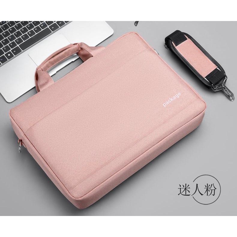Tas Laptop Selempang Package Briefcase Waterproof 14 15 15 16 17 inch pink