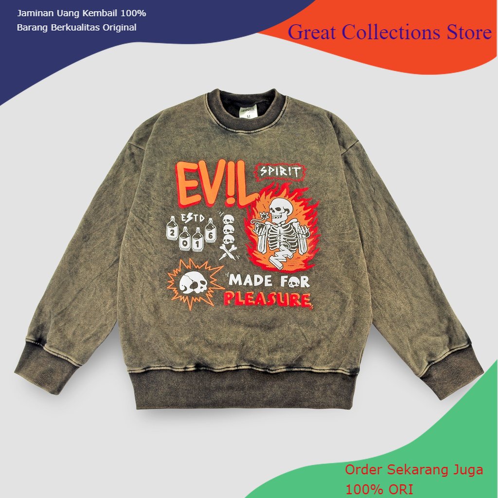 EVILSPIRIT CREWNECK WASHING - POISON UNISEX ALL SIZE | GC.STORE