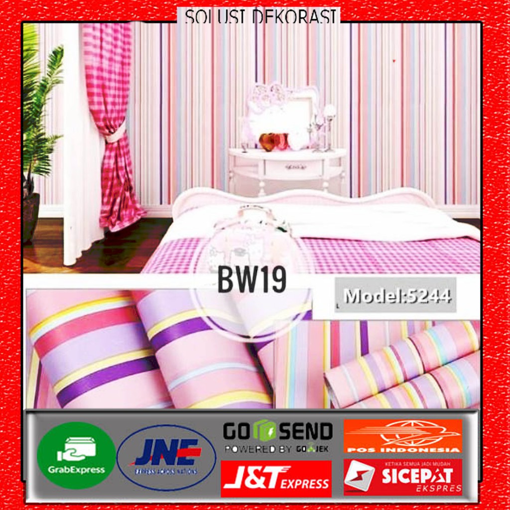 wallstiker dinding murah | motif rainbow pink | 45 cm x 10 meter | solusi dekroasi | anti air