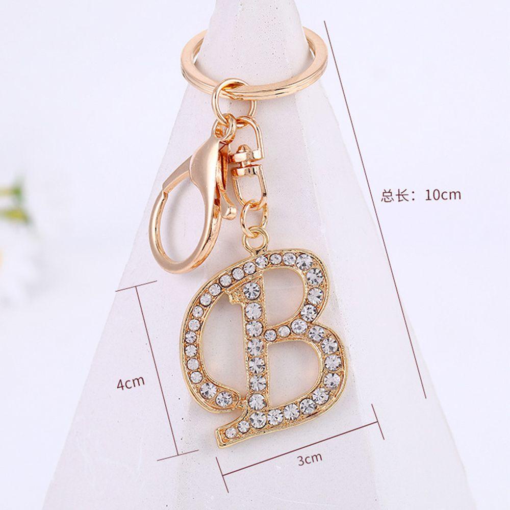 NEEDWAY Huruf Liontin Hadiah Natal Aksesoris Fashion Kristal Berlian Imitasi Perhiasan Hadiah Gantungan Kunci Rhinestone Letter Key Chain