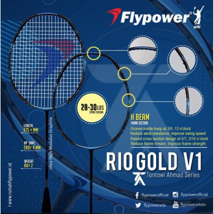 Raket Badminton Flypower Rio Gold V1