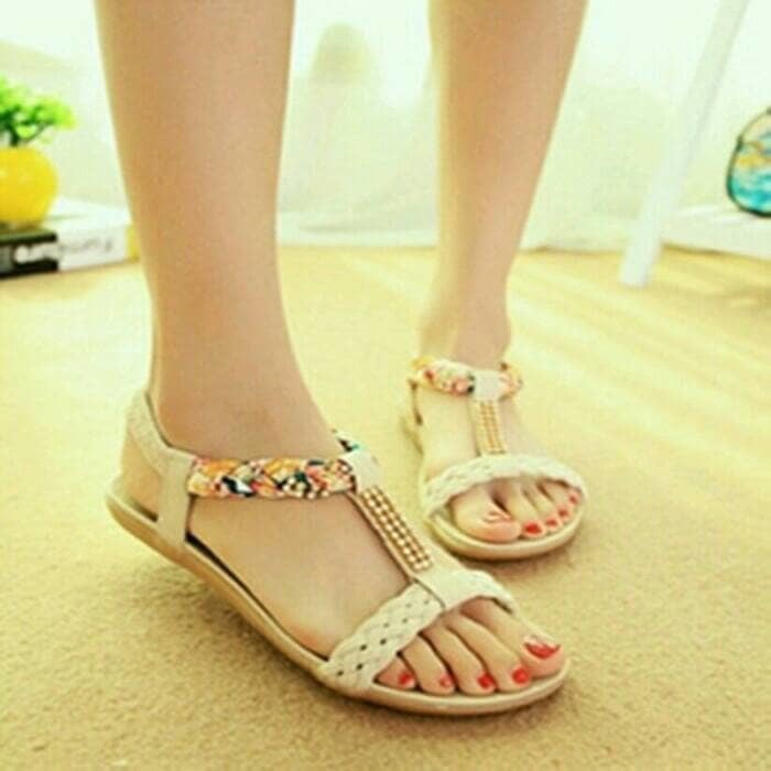 Sandal wanita-sandal kepang tali murah simpel