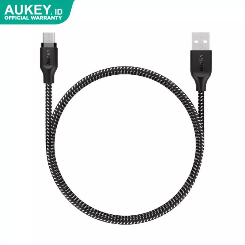 Kabel Charger Micro USB Aukey CB-BAM1 1m Braided Nylon USB 2.0 Original