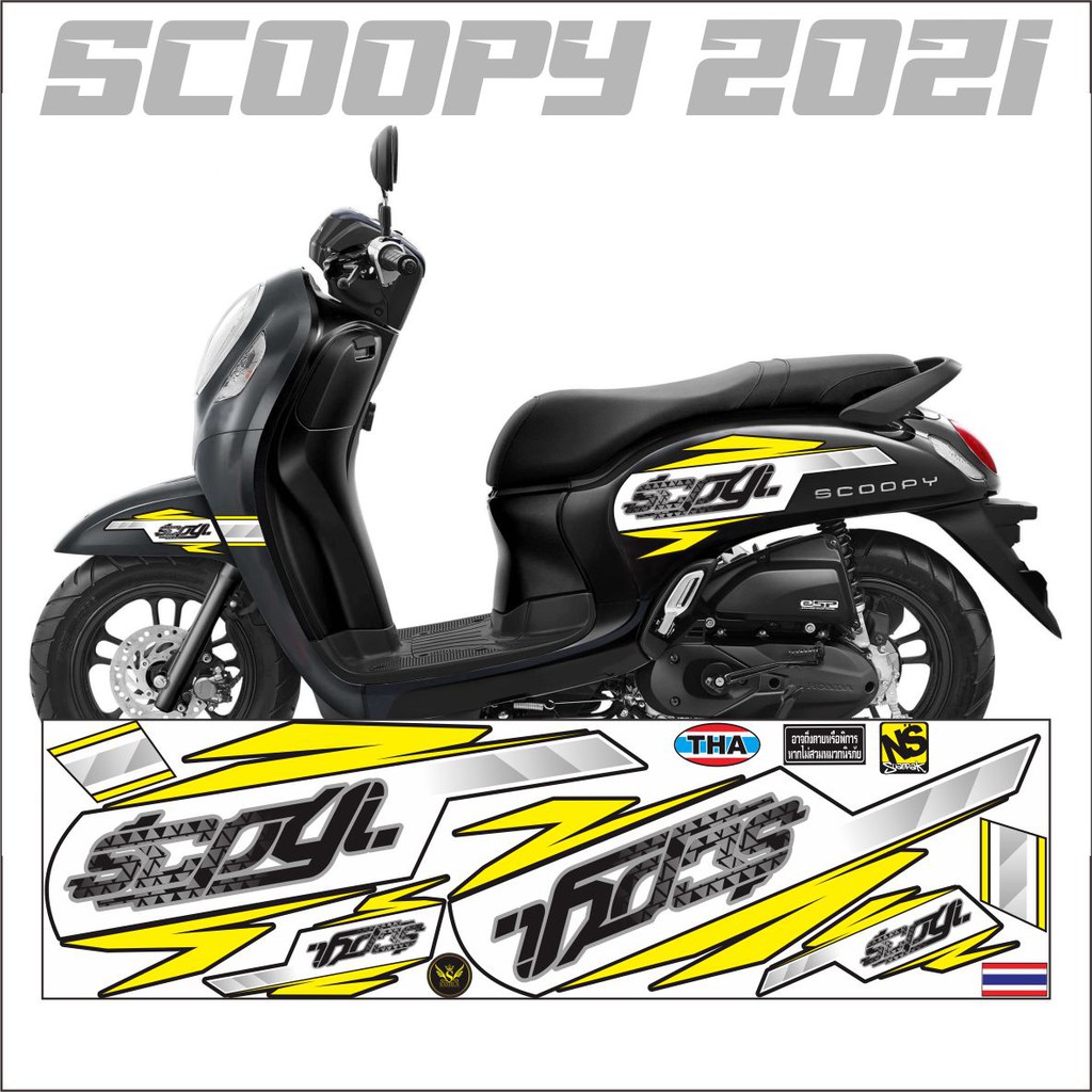STRIPING VARIASI SCOOPY 2021 GRAFIS HONDA SCOOPY 2021 - KUNING DASAR HITAM - SAHILA STICKER