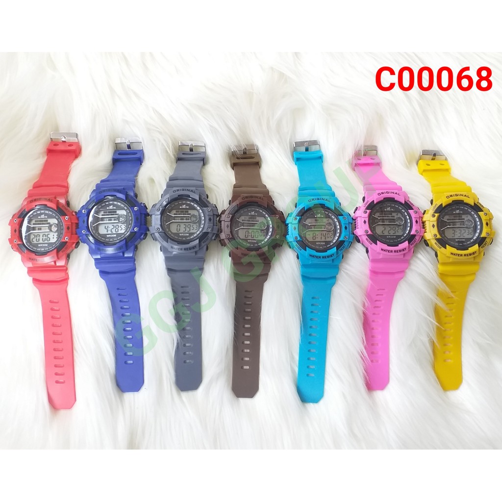 C ( C00068 ) JAM TANGAN SPORT DEWASA HARGA GROSIR / FREE BOX / WATER RESISTANT 3 ATM / TAHAN AIR