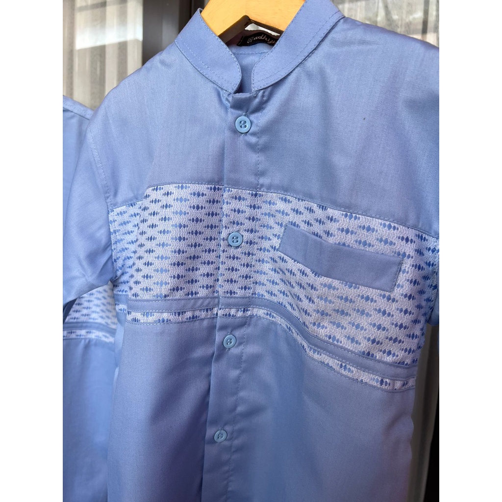 Koko Cople ayah dan anak sarimbit warna baby blue songket ice blue