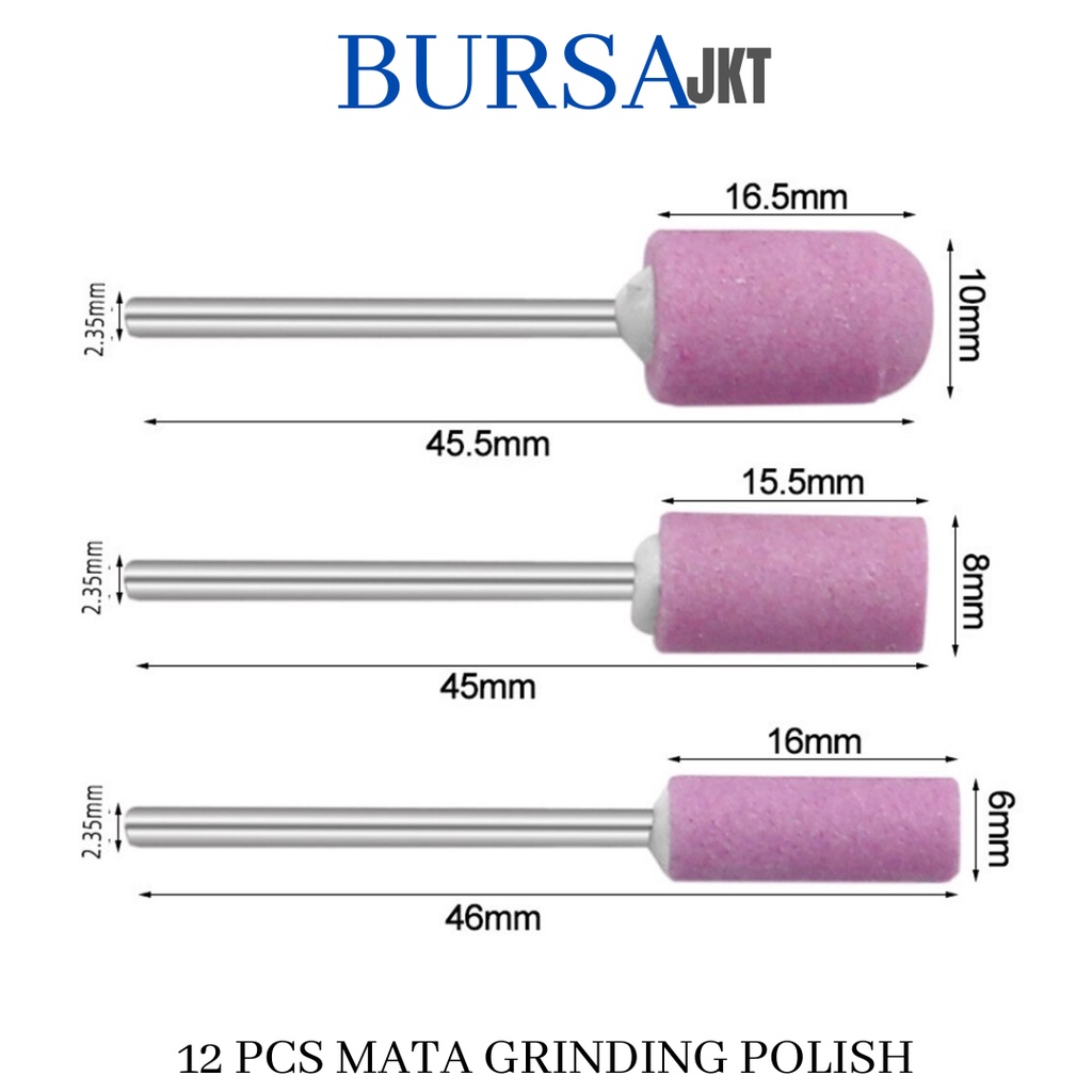 MATA BOR MINI TUNER ASAH AMPLAS POLES DREMER GRINDING KUKU ABRASIVE PINK SET ISI 12 PC
