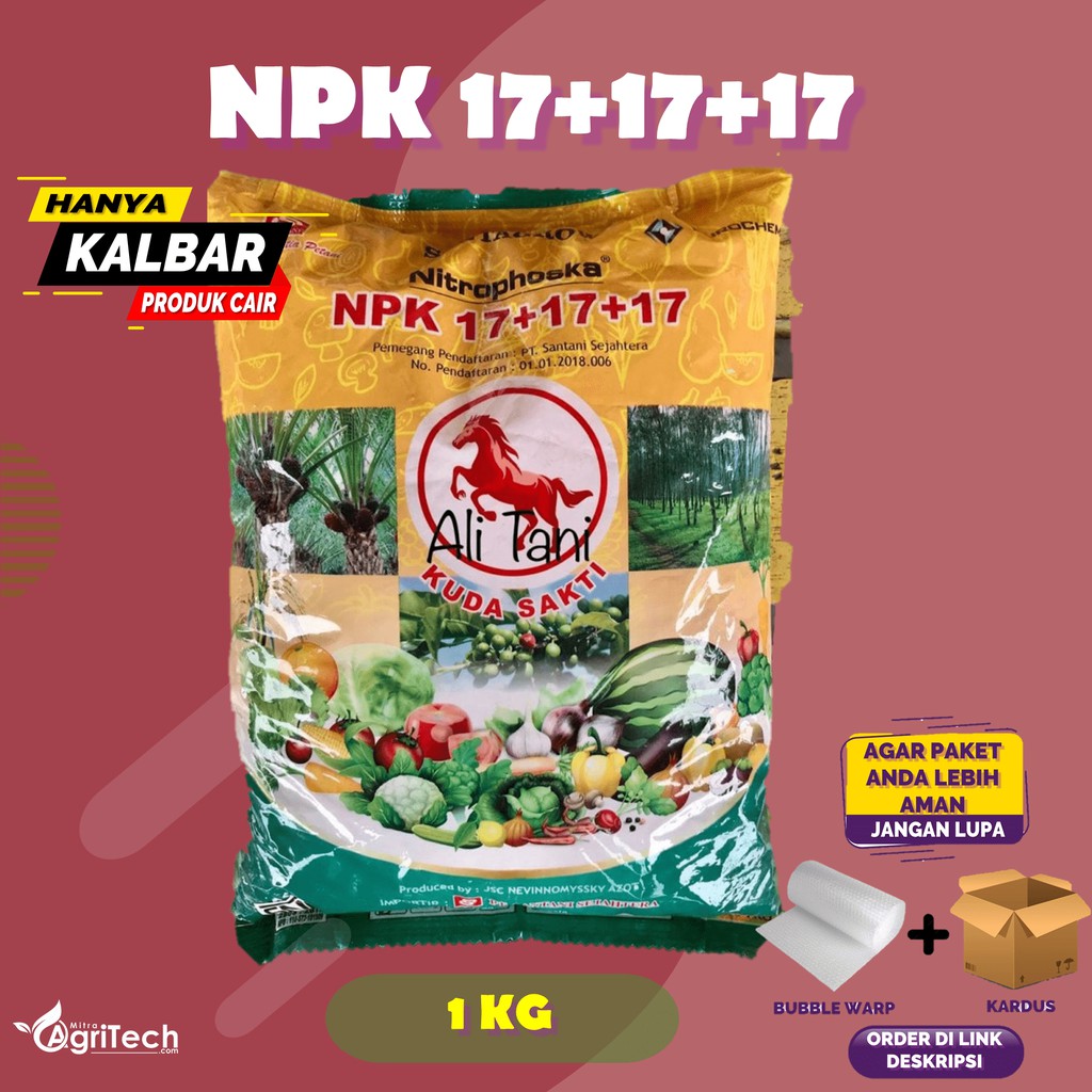 Jual Pupuk Npk Nitrophonska 17 17 17 Kemasan 1 Kg Pabrik Kuda Sakti