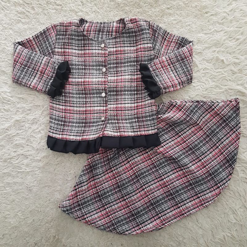 Baju Bayi Tweed Rok Set