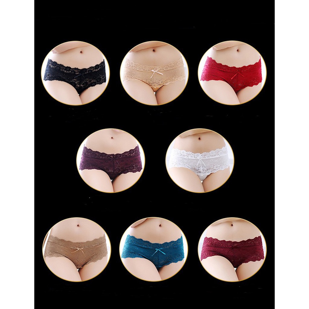 Celana Dalam Wanita Boxer Renda Transparan Low Wais G String Sexy Ukuran Besar C093