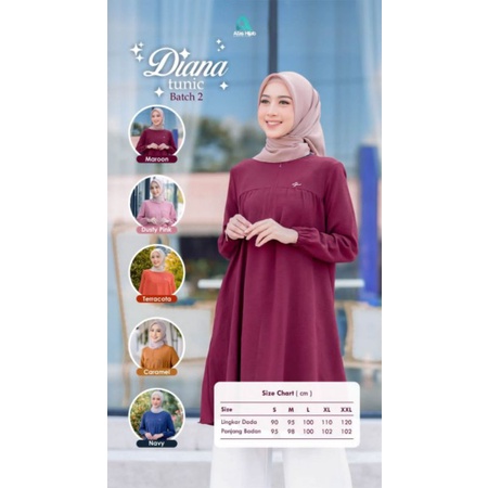 Tunik Premium Diana Tunic by Afas Hijab|Tumik Muslimah Polos|Tunik Modern Casual|Tunik Jumbo|Tunik E