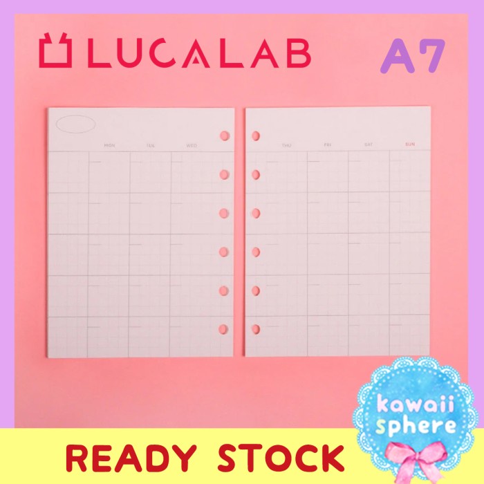 

Hari Ini Lucalab Mini A7 Refill Monthly Refill Ring Binder Korea 6-Holes Berkualitas