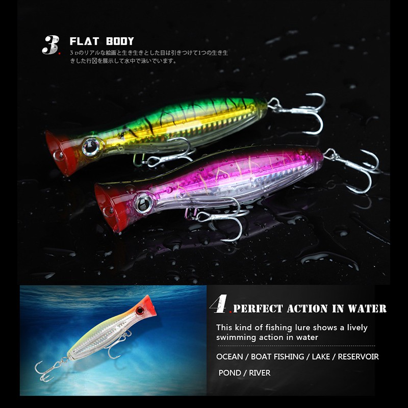 Umpan Ikan Umpan Pancing Buatan Top Water Lure Alat Pancing Murah Umpan Pancing 43g/12cm relix nusantara Alat Pancing Umpan Mancing Big Mouth Kail Pancing Whopper Plopper Popper