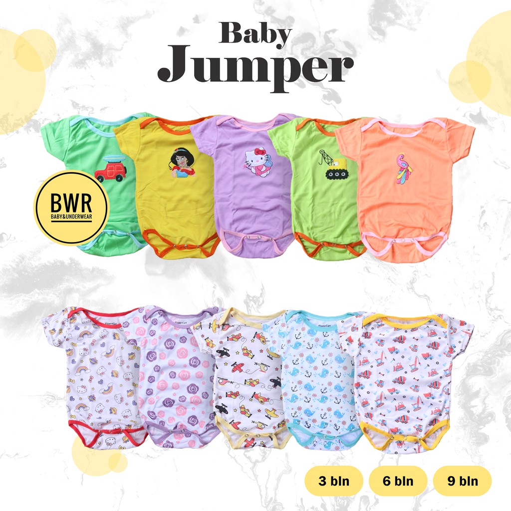 [ Satuan ] Jumper Babysuits | Baju Tidur Bayi Pendek Jumsuits Flower Cart - Bwr