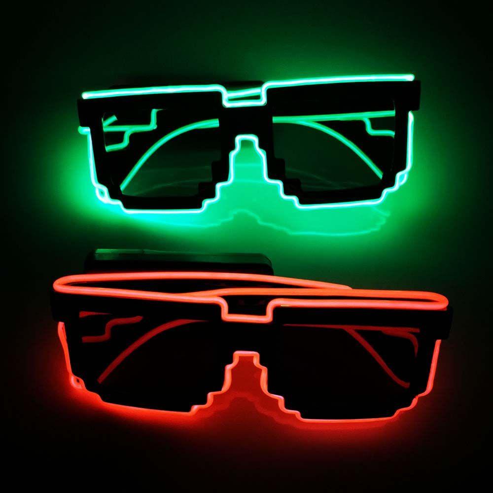 QUINTON Led Bercahaya Kacamata Menyala Fashion Masquerade Pesta Party Props Bar Perlengkapan Cosplay Dekorasi Berkedip Perlengkapan Pesta Mosaik Kacamata