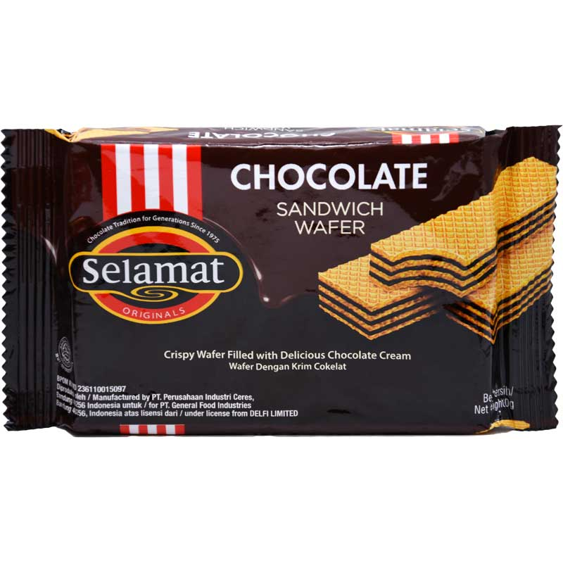 

SELAMAT Chocolate Wafer Sandwich - Wafer Lapis Krim Cokelat 60g