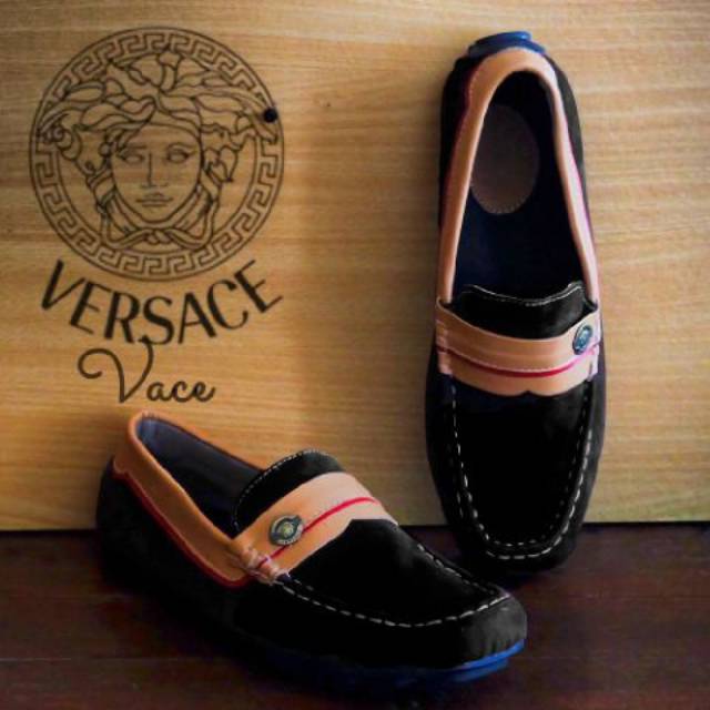 Sepatu Versace slop slip on casual santai keren cowok