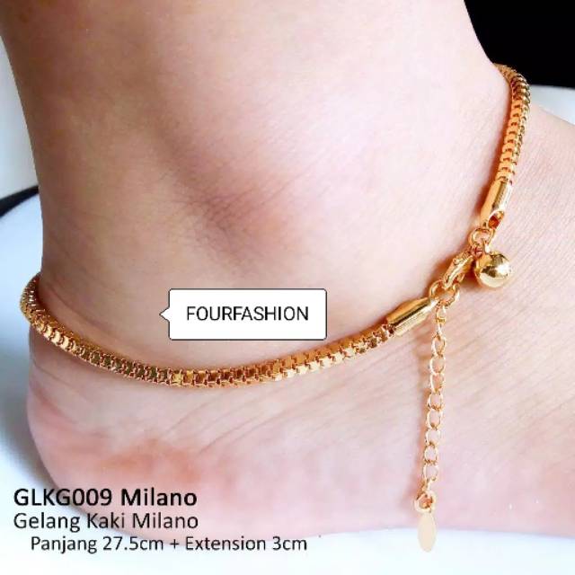 Fourfashion Xuping gelang kaki Lapis Emas 18k milano italy glkg009 yaxiya perhiasan