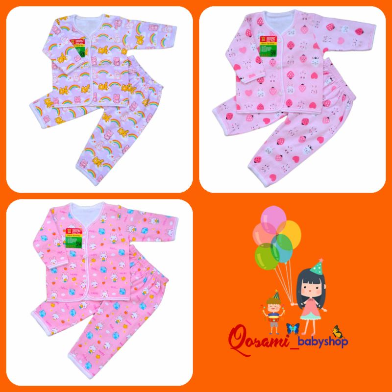 BABYFUN Cewek Setelan Panjang Bayi Newborn Motif Print SNI