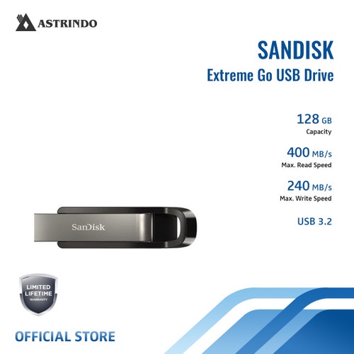 Sandisk Extreme Go 128GB USB Drive Flash Disk - (SDCZ810-128G-G46)