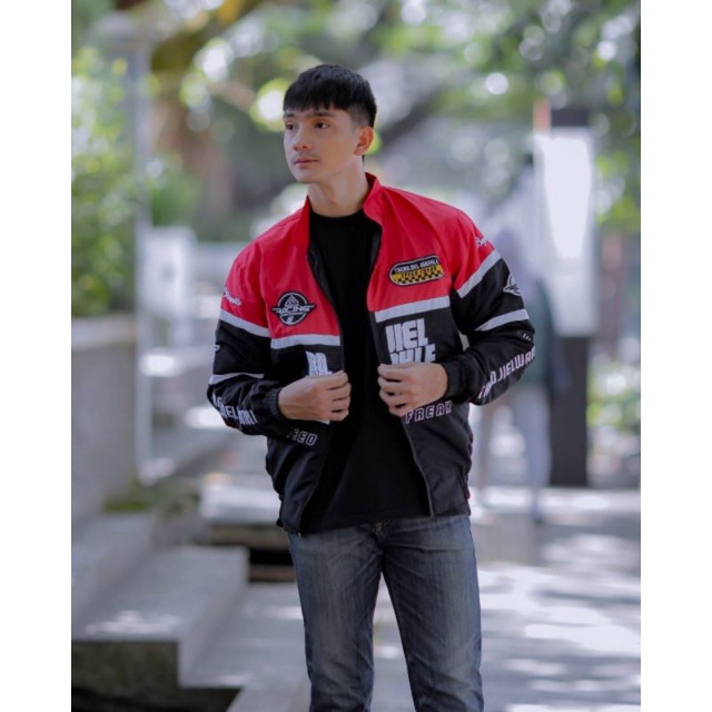 jaket racing jaket motor pria taslan full bordir original the bojiel