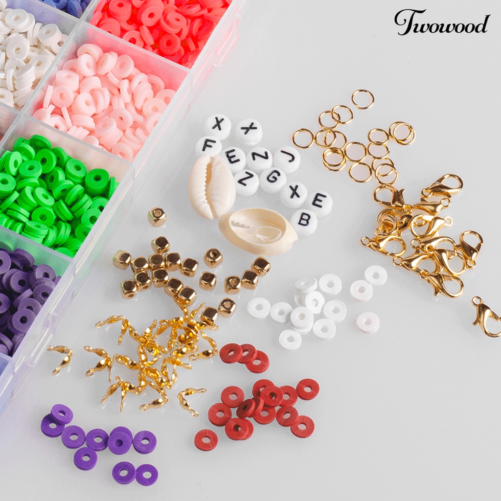 Twowood 1 Set Loose Beads Colorful Flat DIY English Letters Long Lasting Beads Jewelry Making