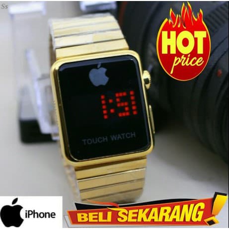 Jam tangan led iphone touch watch termurah pria / wanita / jtr 1199 - gold