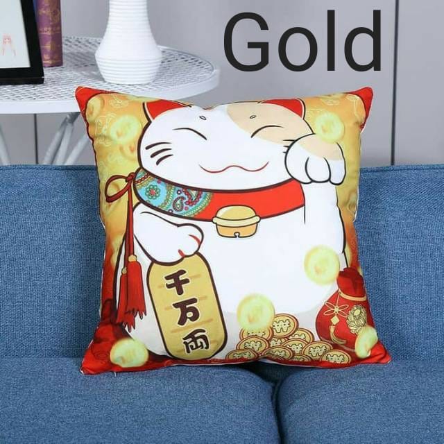 mrcaisen SARUNG BANTAL SOFA imlek Sarung Bantal Maneki Neko Kado Imlek Murah Dekorasi Imlek Kucing S013