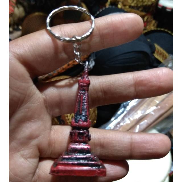 TERMURAH! SATU SET GANTUNGAN KUNCI BENTUK MINIATUR TUGU JOGJA ISI 20 PCS BAHAN FIBERGLASS - SOUVENIR