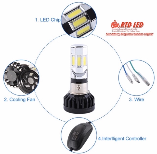 Lampu Led Motor 6 Sisi M02E Bergaransi Original Rayton 35 Watt