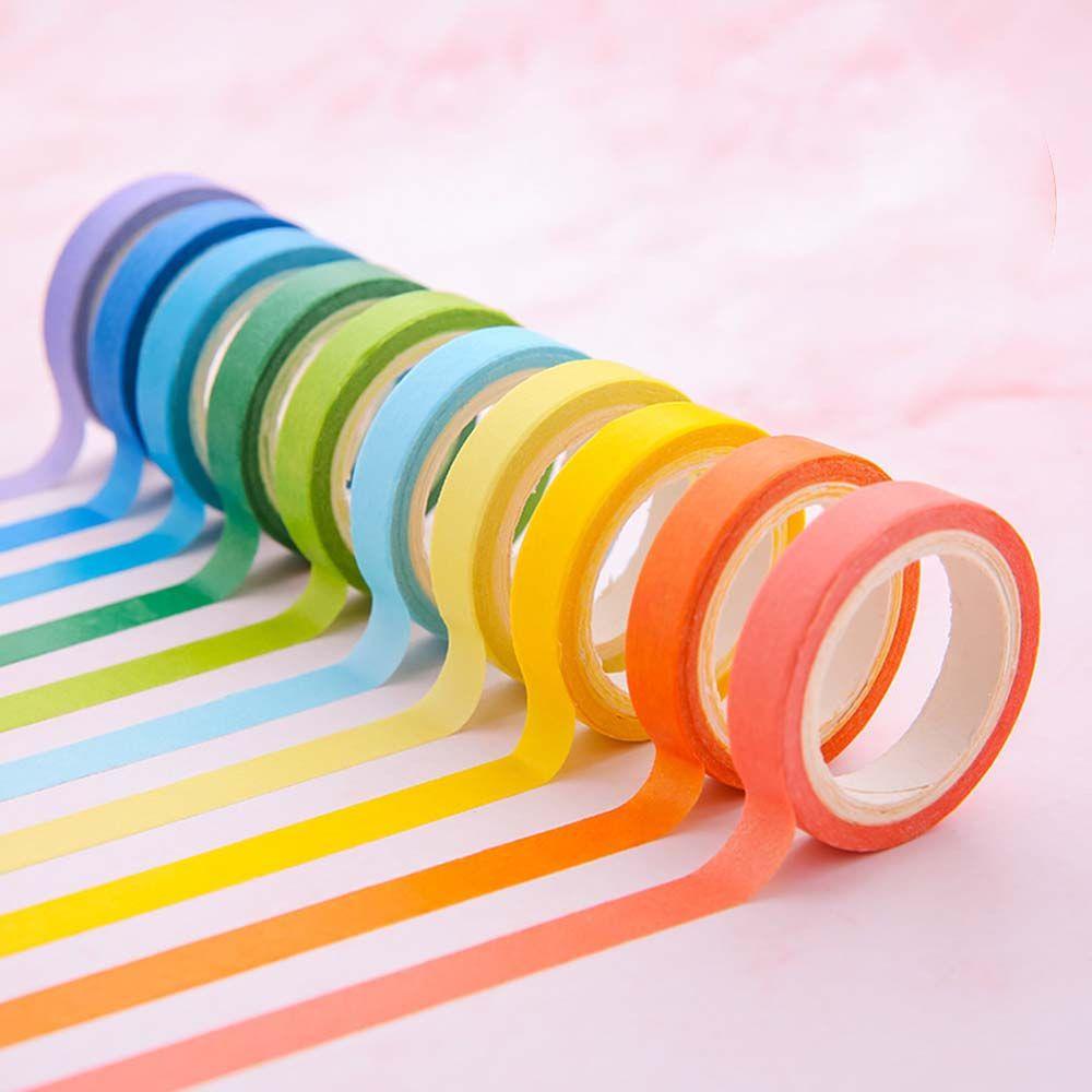 Lanfy Solid Color Tape Set Multi-Fungsi Sederhana Gaya Jepang Tangan Akun Pita Perekat Perlengkapan Sekolah Lengket Alat Tulis