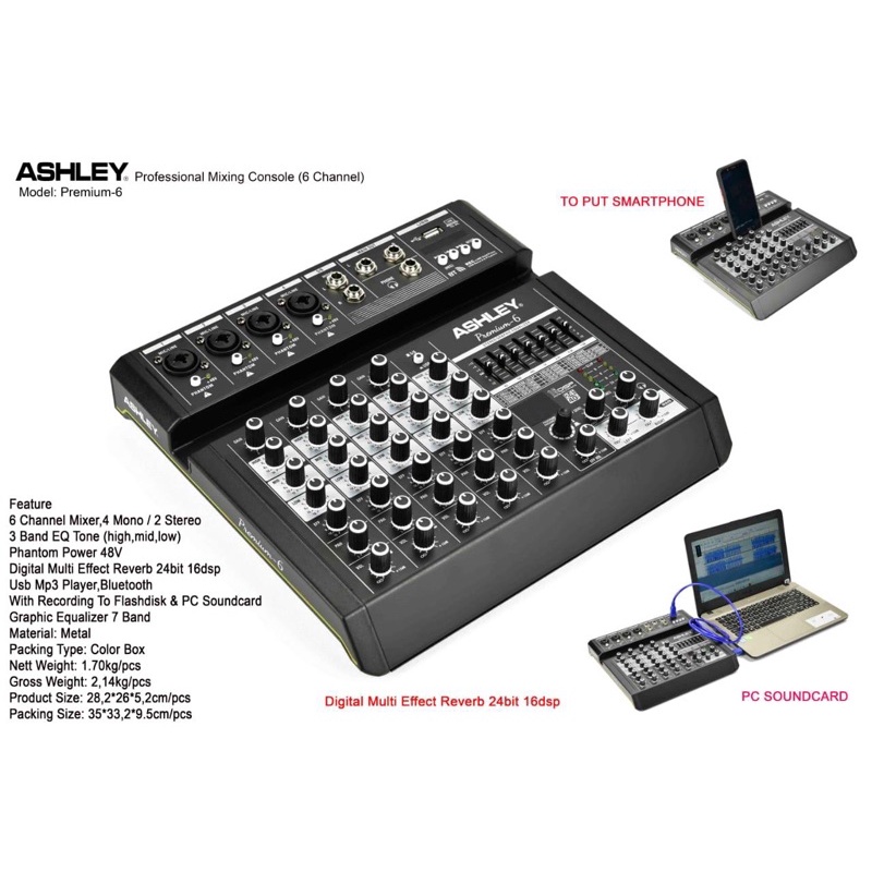 MIXER AUDIO ASHLEY PREMIUM 6 ORIGINAL 6CH Shopee Indonesia
