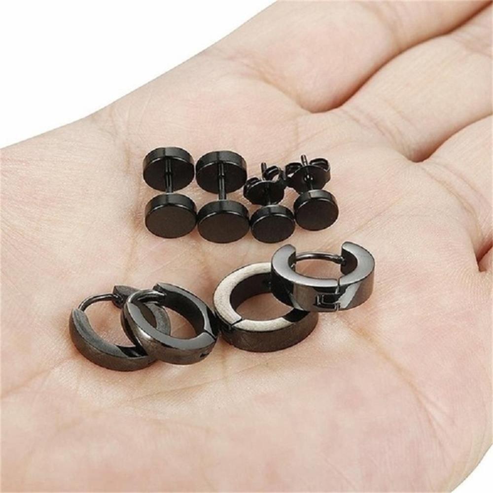 Lily Anting Set Wanita Pria Barbel Bar Stainless Steel Perhiasan Tindik Tubuh Hitam Dumbbell Stud