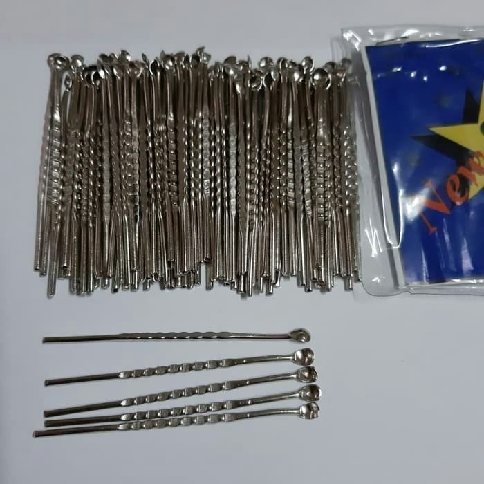 1pack 100pcs Korek Kuping Besi Stainless Anti Karat Pembersih Telinga