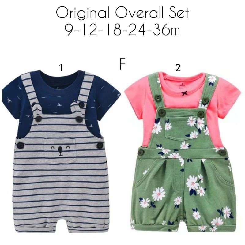 Overall baju bayi, set baju bayi 2in1/ baju bayi import