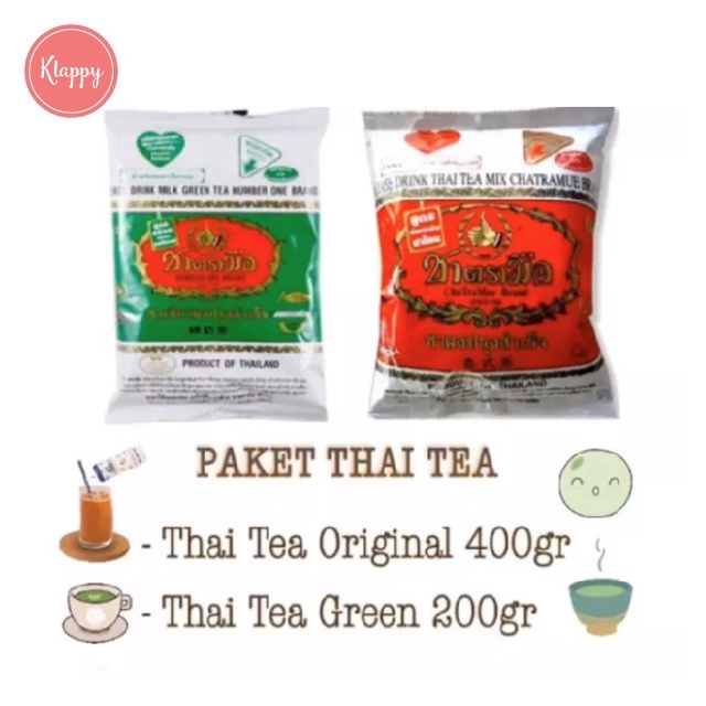 

(BISA COD) Paket Thai tea 400 gr dan Thai green tea 200gr Chatramue PROMO!!