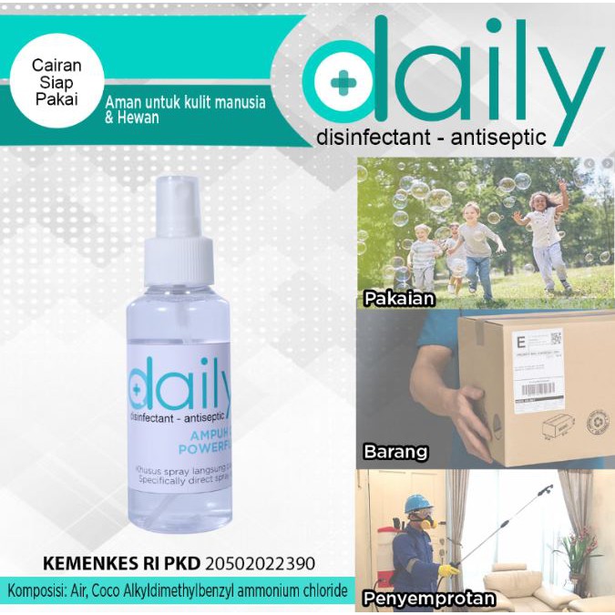 PAKET DAILY DESINFEKTAN REGULER 5 LITER + DISINFECTANT SPRAY 100ML ANTI VIRUS