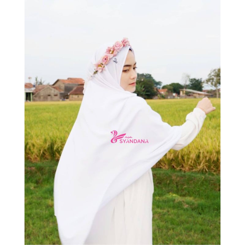 NESYA Cadar Hijab Syandana syari Putih nonpet wolly caltri tanpa pet lebar panjang kerudung bergo me