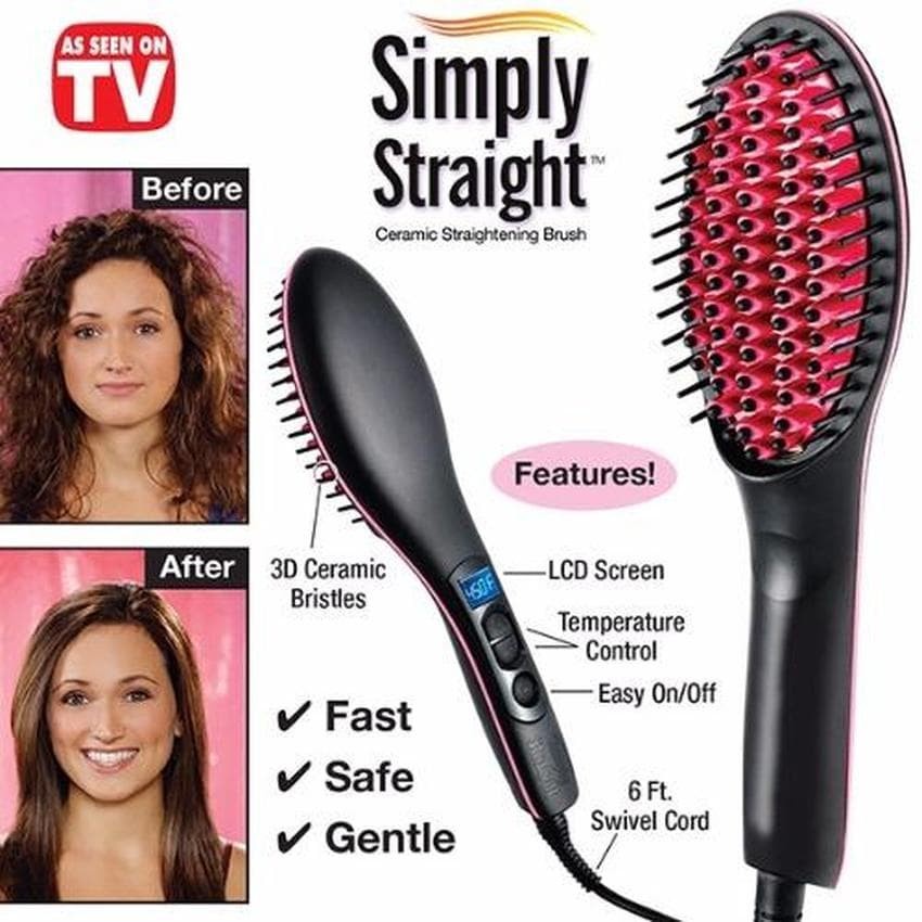 sisir elektrik - straightener brush - pelurus rambut instant