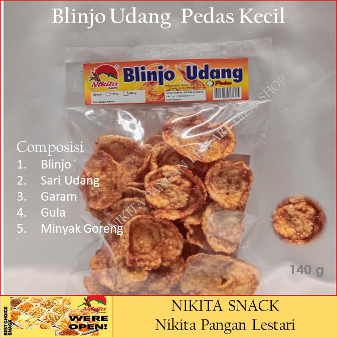 blinjo  udang pedas kecil 140g,blinjo renyah pedas gurih, jajanan tradisional DIFA Shop