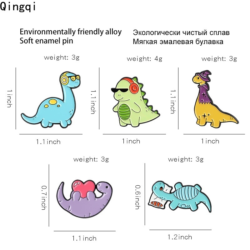 Bros Pin Enamel Desain Kartun Dinosaurus Untuk Anak