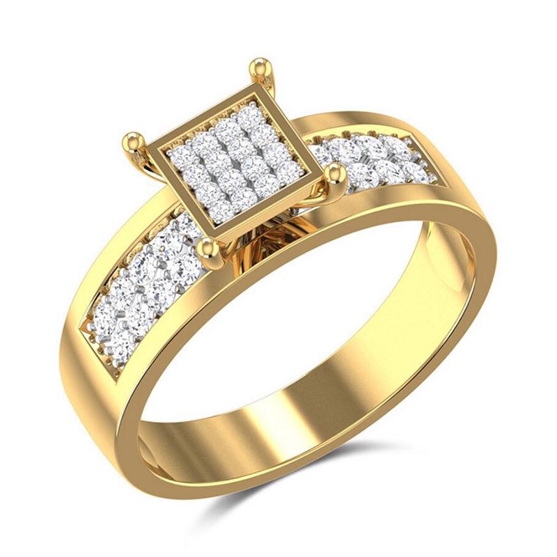 Cincin 18K Emas Asli Lapisan Emas Crystals Hadiah terbaik # 91403